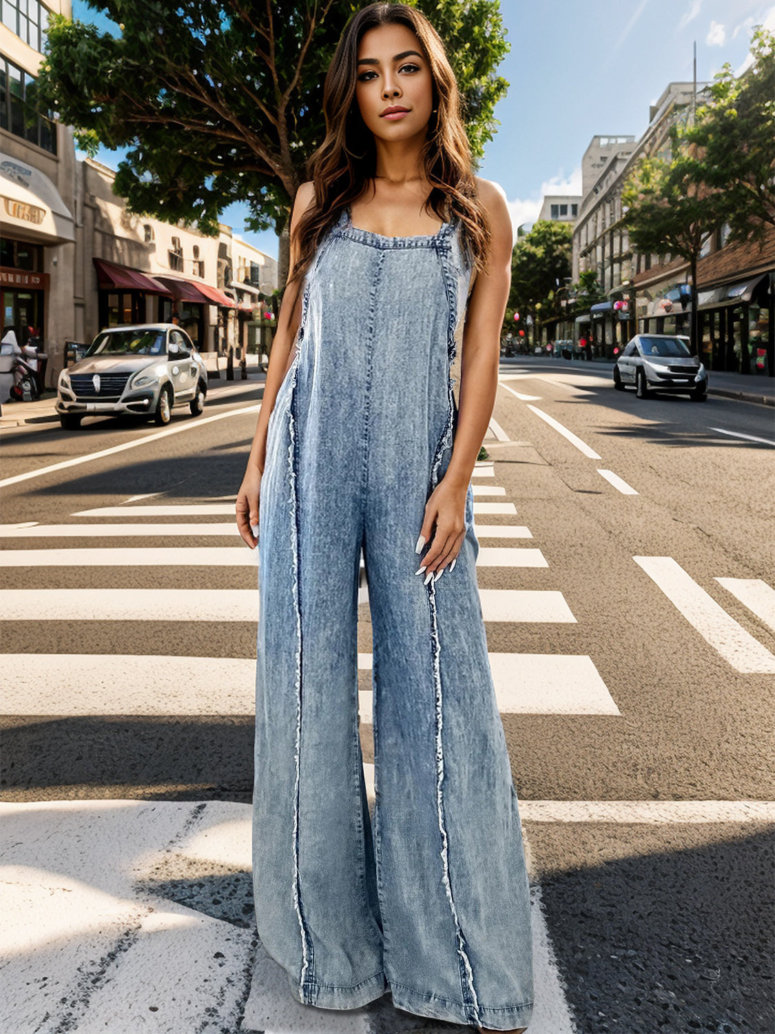 Adjustable Strap Wide Leg Denim Overalls for Women - In Style Chics Boutique LLC