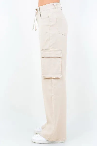 Drawstring Wide Leg Cargo Pants for Women - In Style Chics Boutique Online Clothing