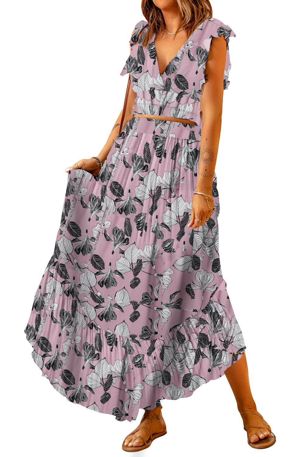 Printed Tie Back Cropped Top and Maxi Skirt Set - More Options! - In Style Chics Boutique LLC