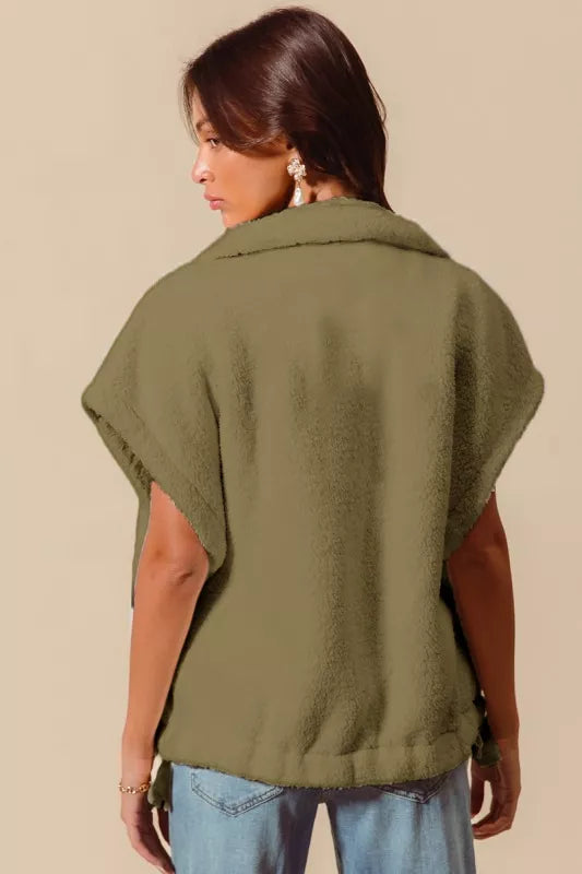 Shop Over Sized Soft Sherpa Fur Sleeveless Vest Jacket at In Style Chics Boutique 