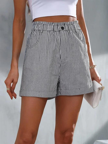 Full Size Striped Shorts with Pockets - In Style Chics Boutique LLC