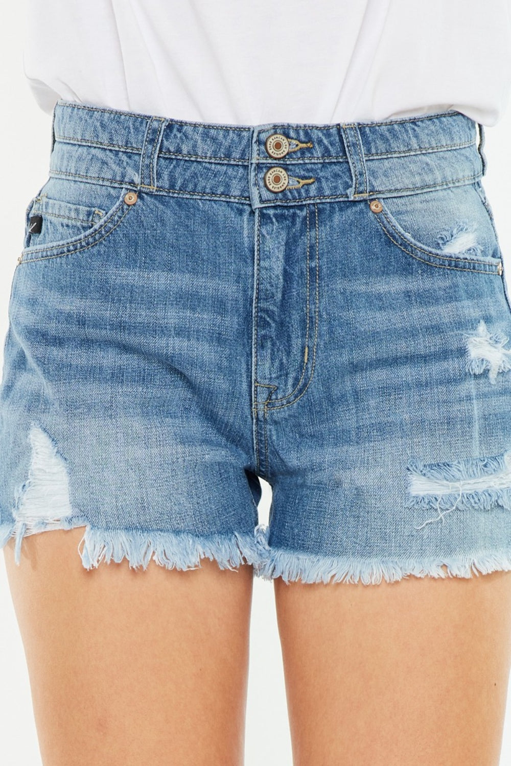 Kancan Full Size High Rise Raw Hem Denim Shorts - In Style Chics Boutique LLC