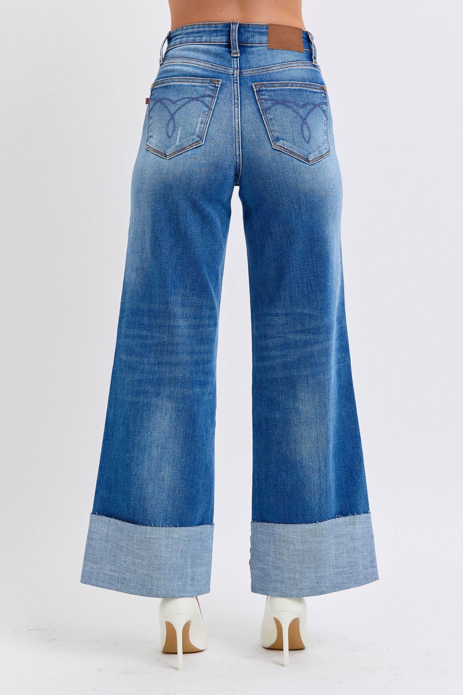 Judy Blue Full Size Distressed High Waist Wide Leg Jeans - In Style Chics Boutique LLC