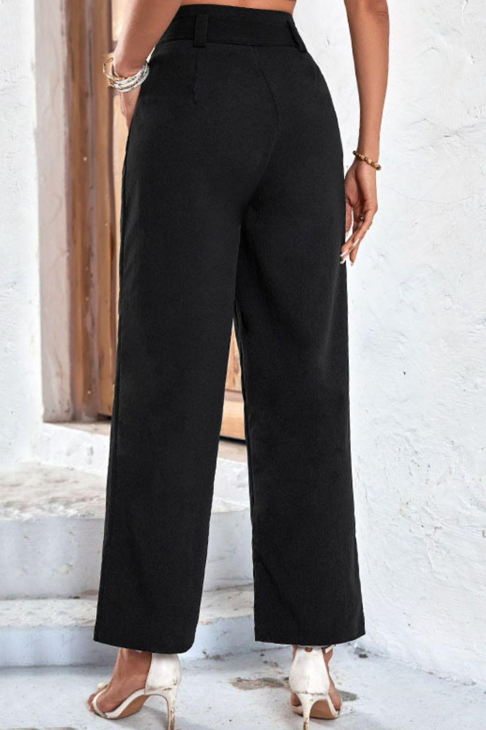 Belted High-Rise Wide Leg Pants - In Style Chics Boutique LLC