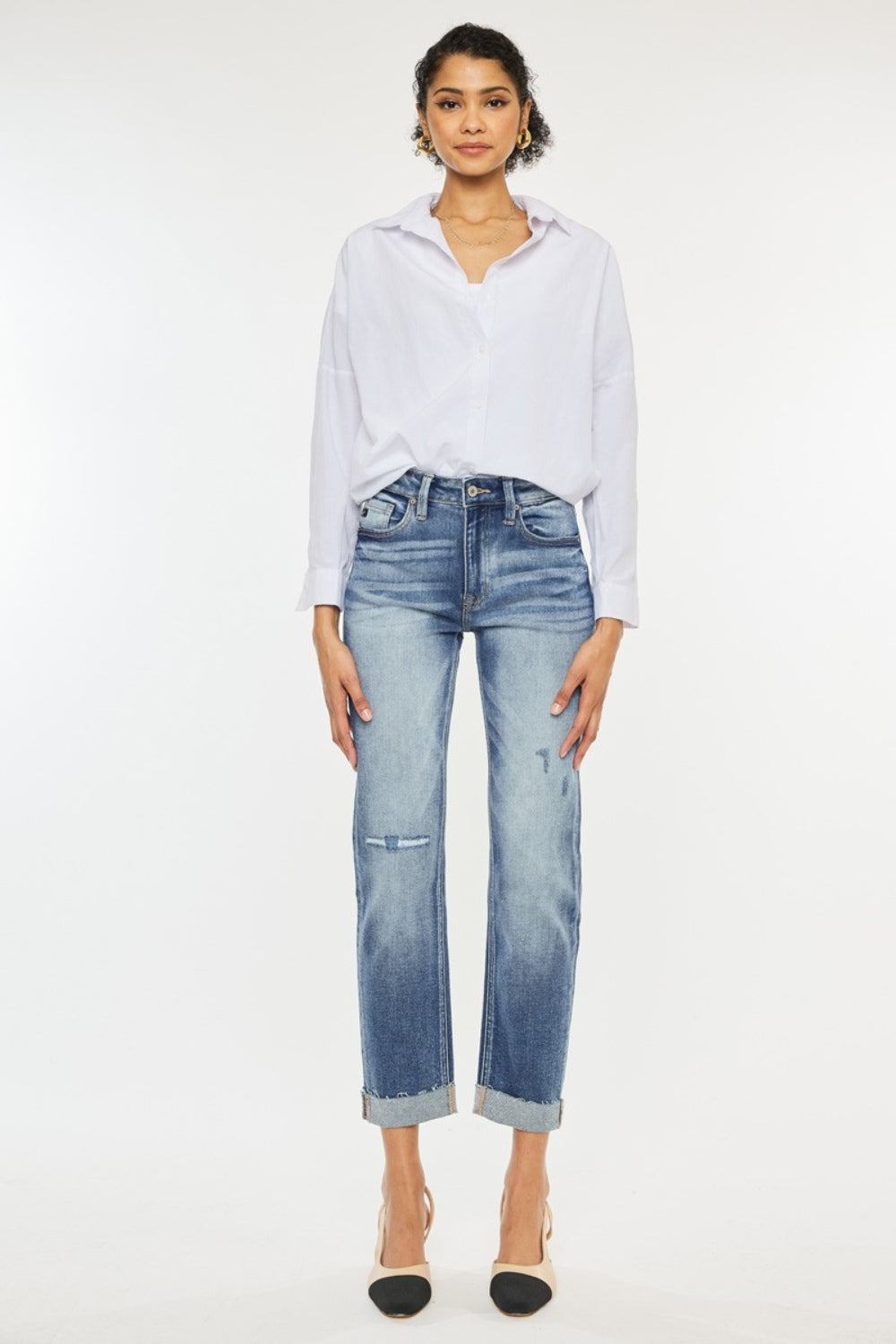 Kancan High Rise Cuffed Straight Jeans - In Style Chics Boutique LLC