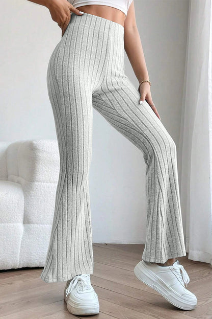 Basic Bae Full Size Ribbed High Waist Flare Pants - In Style Chics Boutique LLC