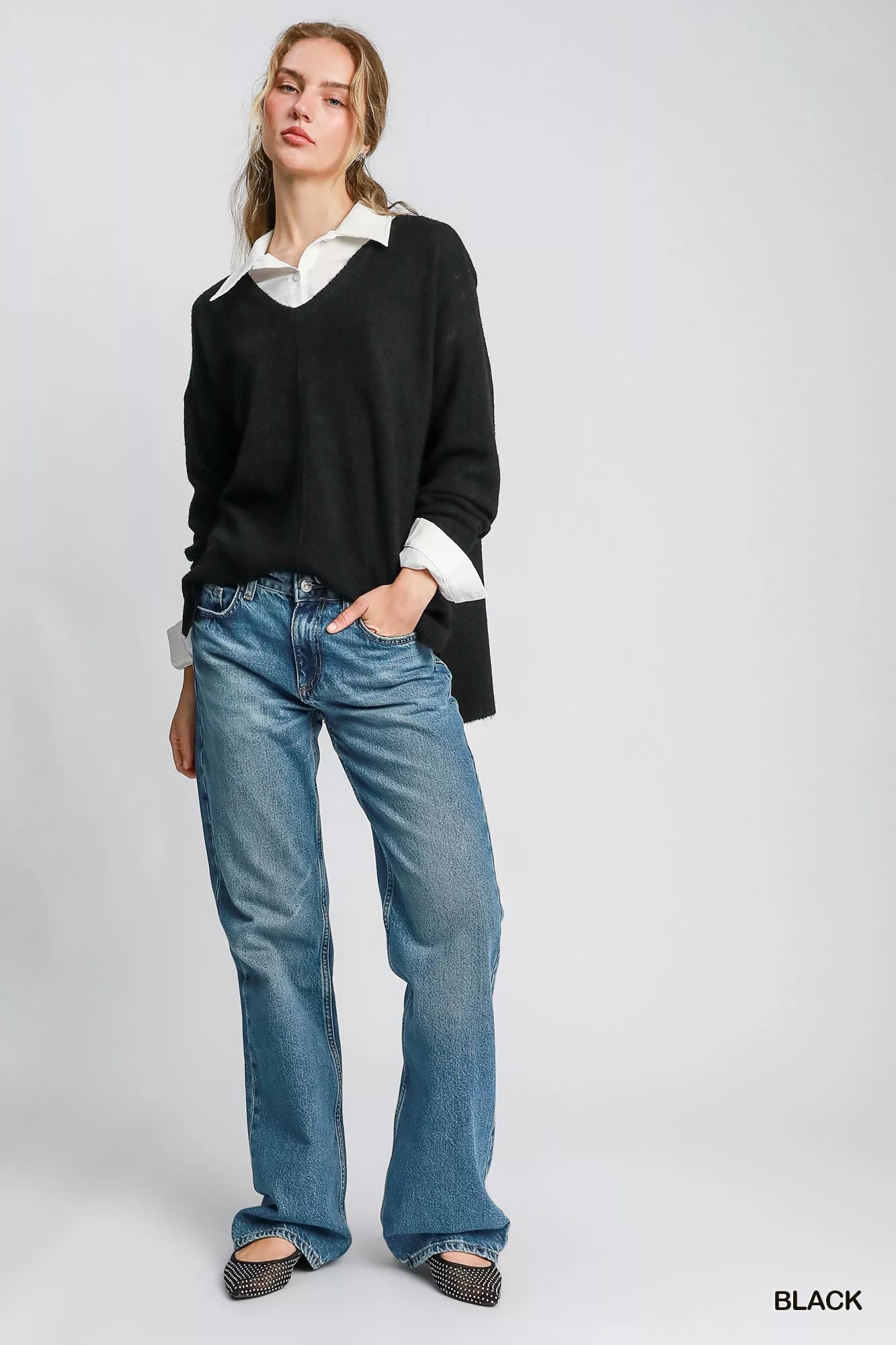 Wool Blended Pullover Black Sweater at In Style Chics Boutique 