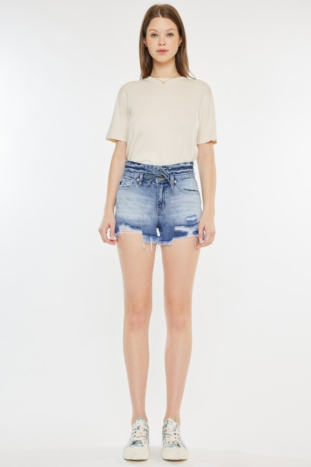 Kancan High Rise Frayed Hem Denim Shorts - In Style Chics Boutique LLC