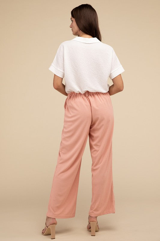 Women's Waffle Trouser Pants - In Style Chics Boutique LLC