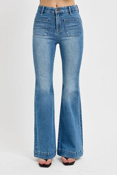 Women's Flare Jeans with Front Patch Pocket - In Style Chics Boutique 