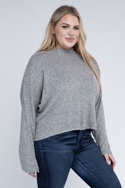 Plus Drop Shoulder Long Sleeve Top - In Style Chics Boutique LLC