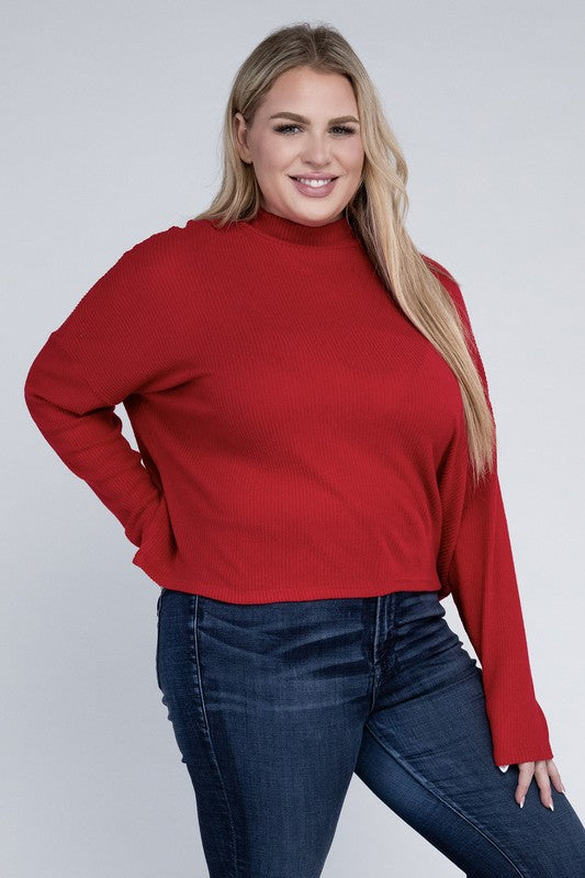 Plus Drop Shoulder Long Sleeve Top - In Style Chics Boutique LLC