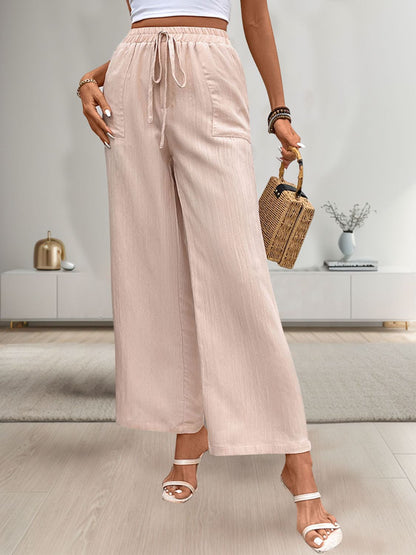 Tied Wide Leg Pants with Pockets - In Style Chics Boutique LLC