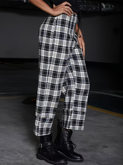 Full Size Plaid High Waist Pants for Women - In Style Chics Boutique LLC