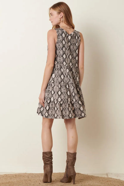 Tank Dress, Snake Print Ruffle Detail - In Style Chics Boutique 