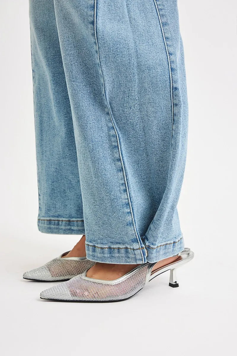 RISEN Mid Rise Wide Barrel Transferable Leg Snap Jeans at In Style Chics Boutique