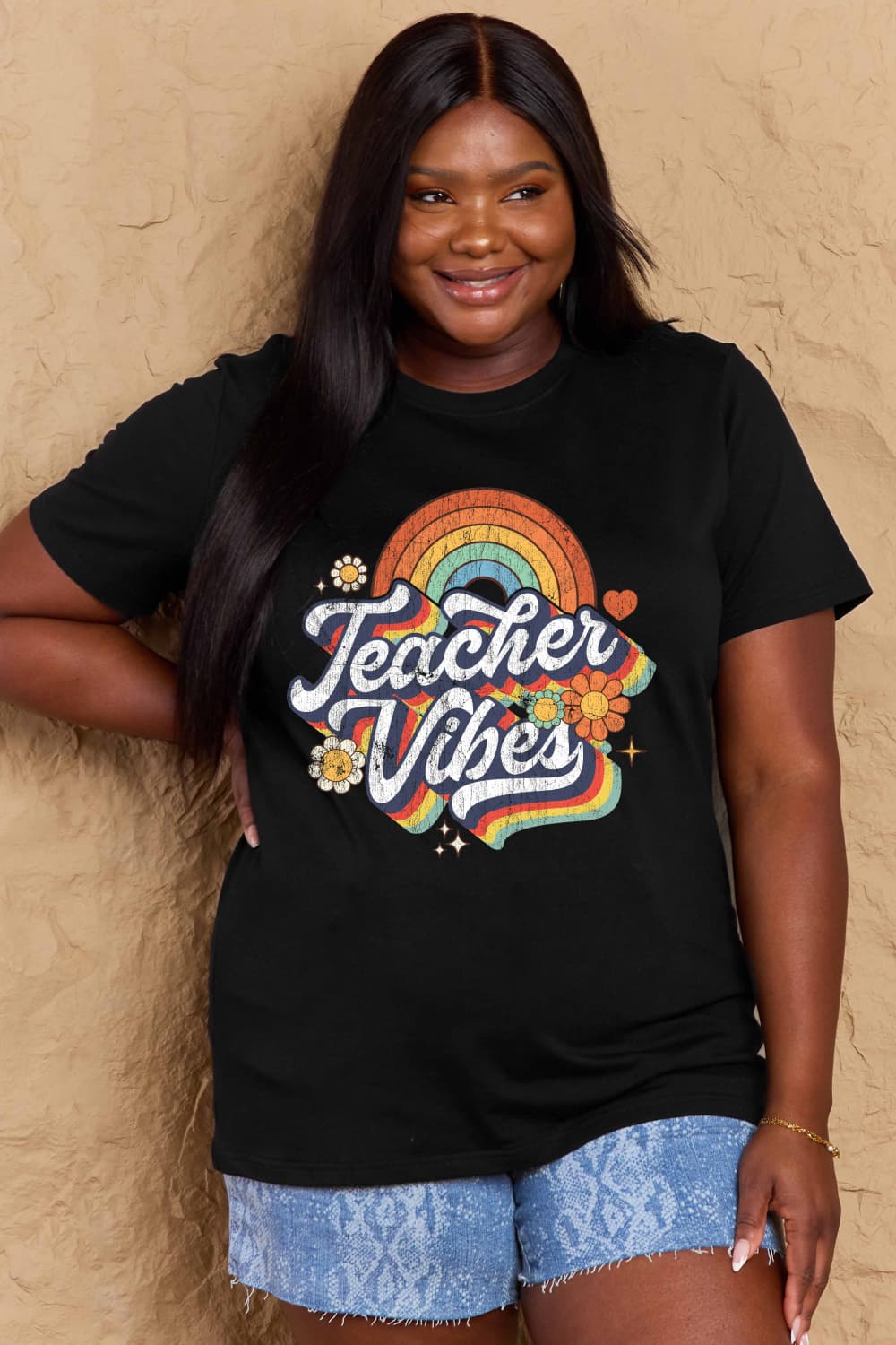 Simply Love Full Size TEACHER VIBES Graphic Cotton T-Shirt - In Style Chics Boutique LLC