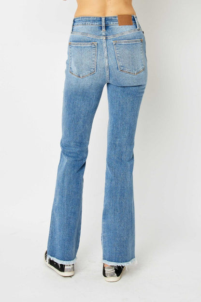 Judy Blue Full Size Distressed Raw Hem Bootcut Jeans - In Style Chics Boutique LLC