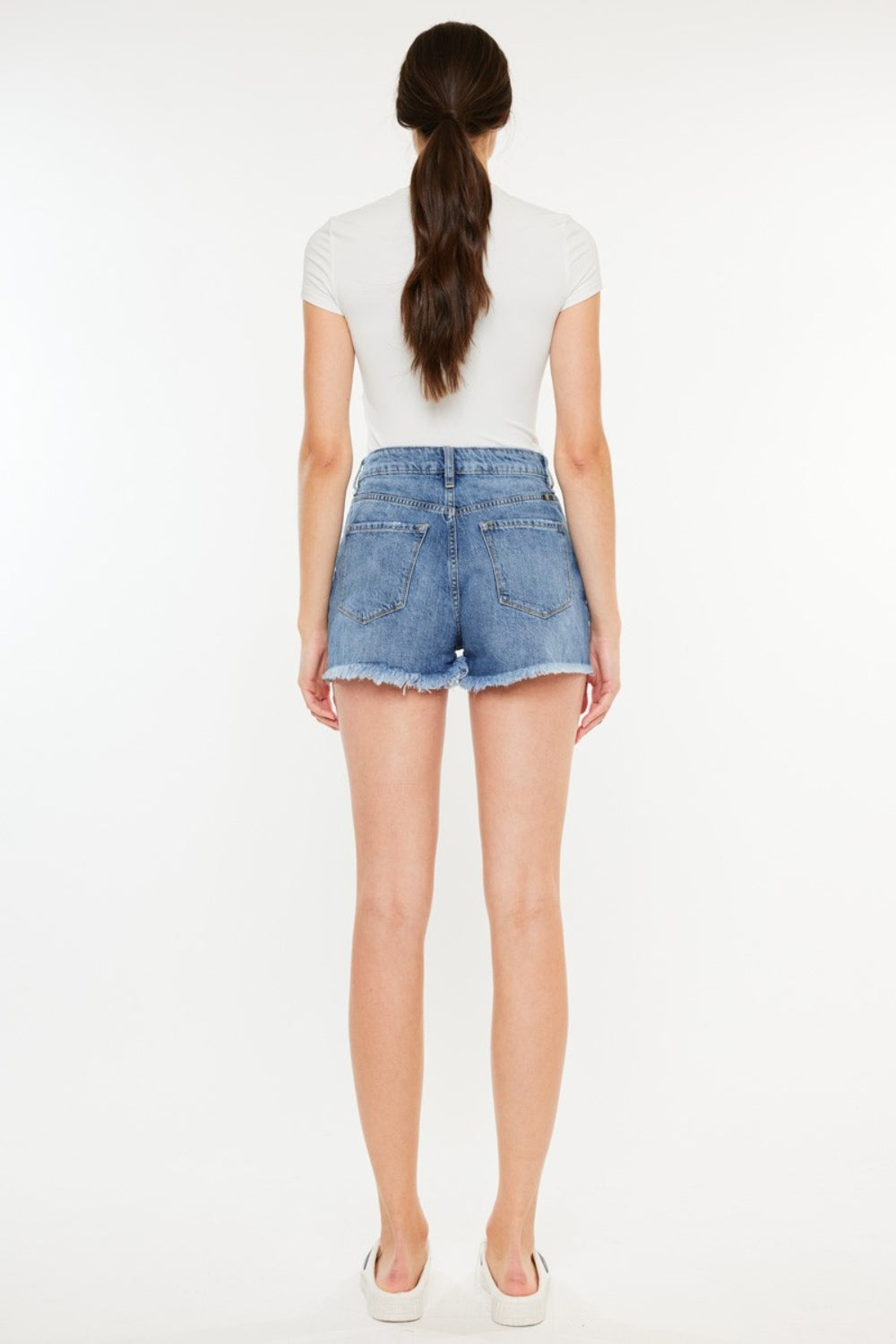 Kancan Distressed Raw Hem High Waist Denim Shorts - In Style Chics Boutique LLC