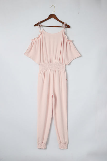 Frill Surplice Cold Shoulder Jumpsuit - In Style Chics Boutique LLC