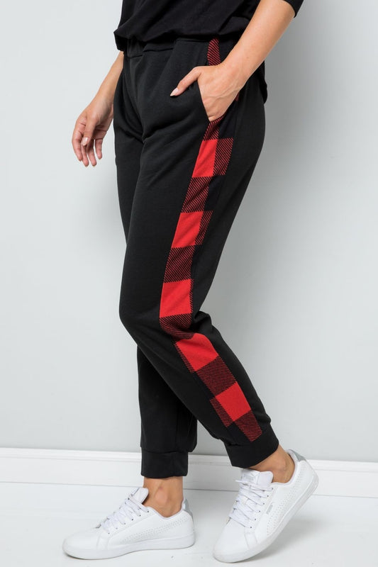 Celeste Design Full Size Plaid Side Print Sweatpants - In Style Chics Boutique LLC