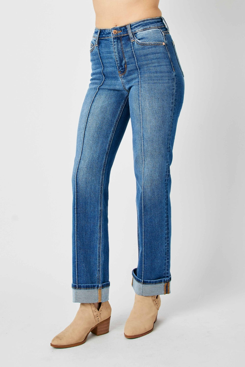 Judy Blue Full Size High Waist Front Seam Detail Straight Jeans - In Style Chics Boutique LLC