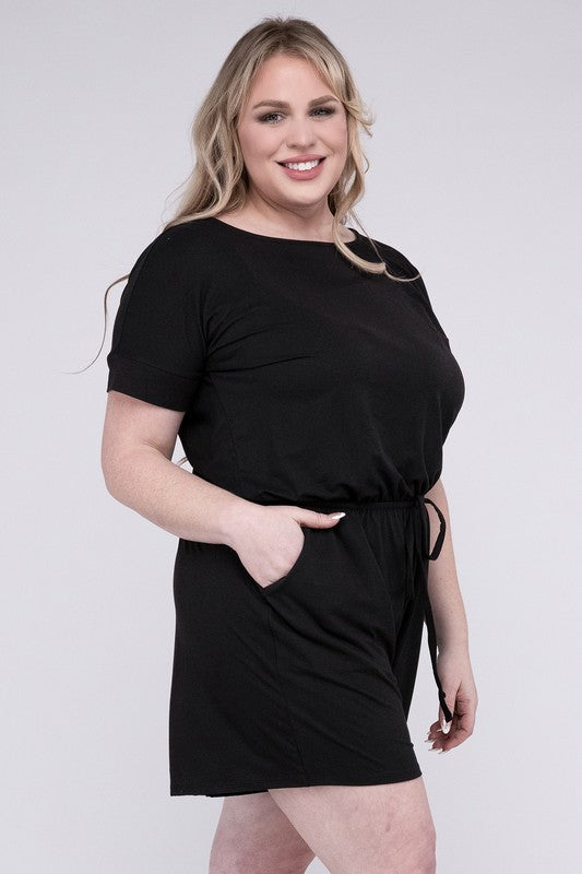 Plus Size Romper with Pockets, Brushed DTY - In Style Chics Boutique 