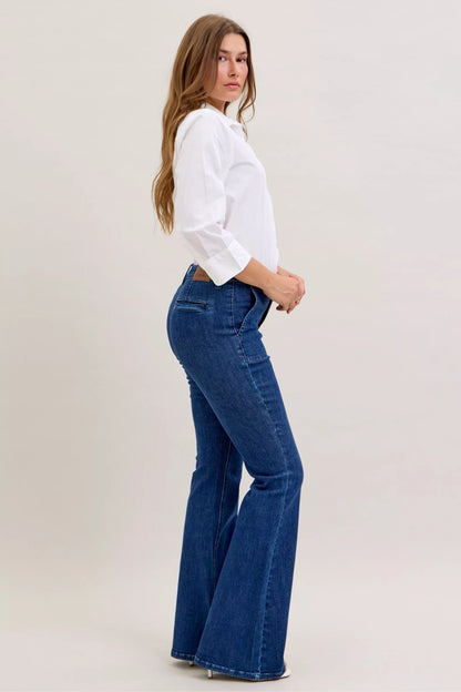 Judy Blue High Waist Flare Jeans with Front Patch Pockets