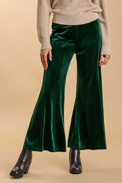 Umgee High Rise Elastic Waist Flare Pants - In Style Chics Boutique LLC