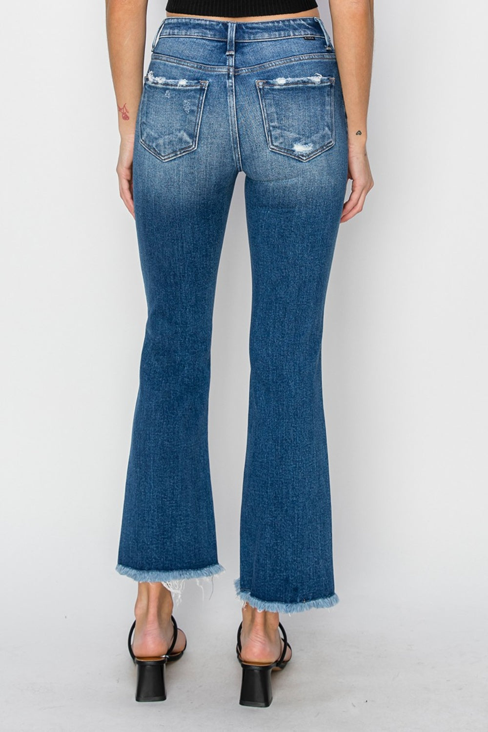 RISEN Full Size Frayed Step Hem Ankle Straight Jeans - In Style Chics Boutique LLC