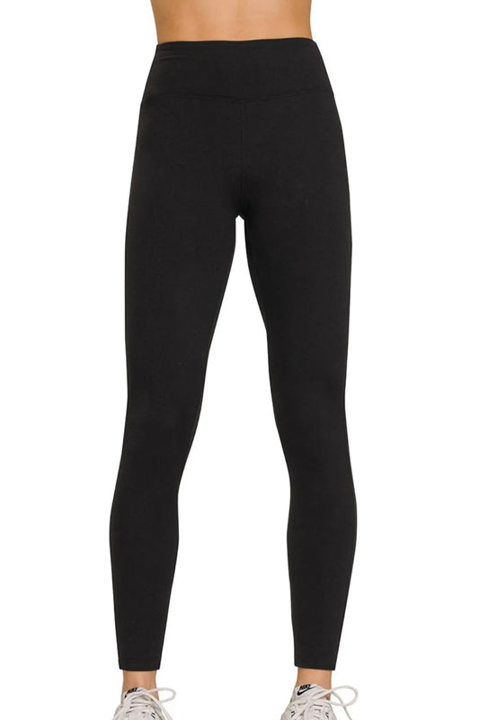 Black Leggings, Microfiber Waistband - In Style Chics Boutique 