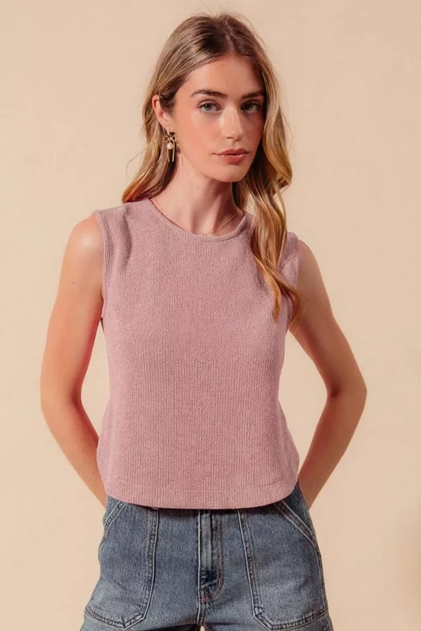 Sleeveless Hacci Knit Top with Round Hem at In Style Chics Boutique 