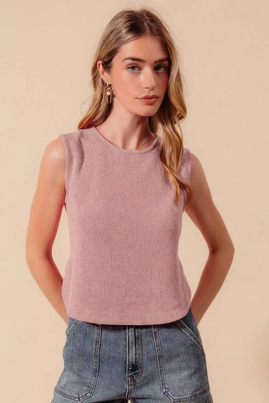 Sleeveless Hacci Knit Top with Round Hem at In Style Chics Boutique 