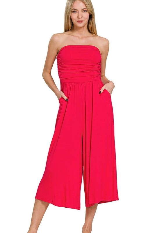 Strapless Tube Top Jumpsuit, Double Layered - In Style Chics Boutique 