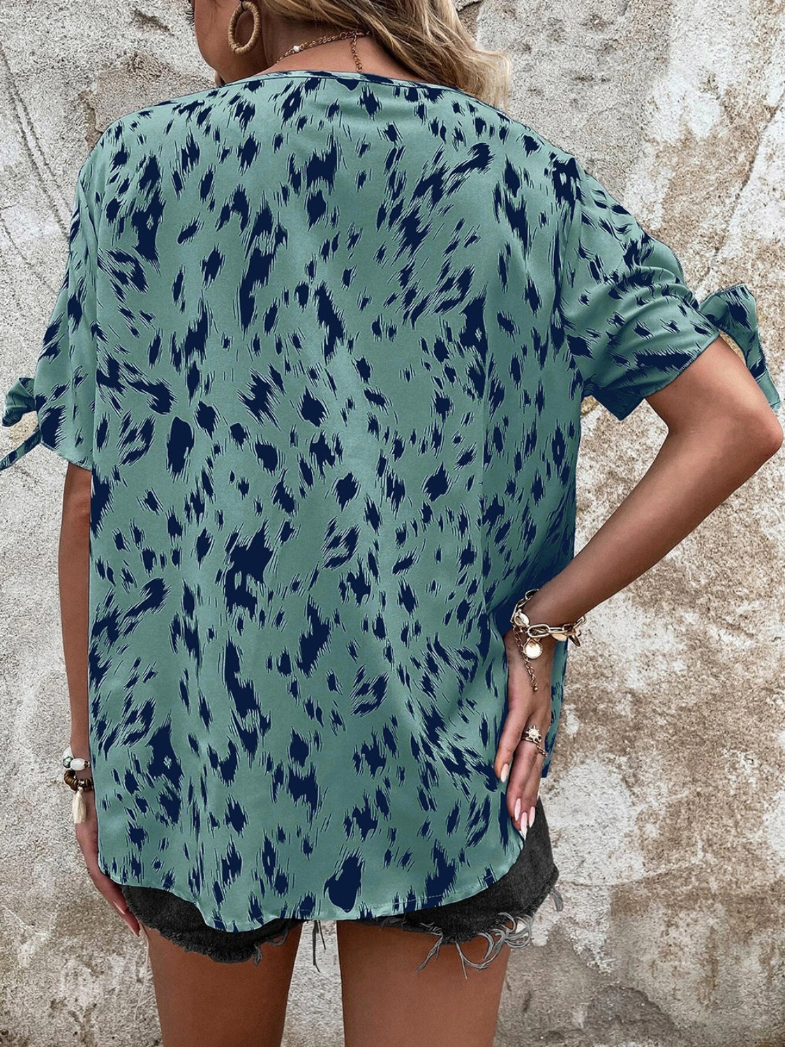 Tied Printed Boat Neck Blouse More Colors! - In Style Chics Boutique LLC