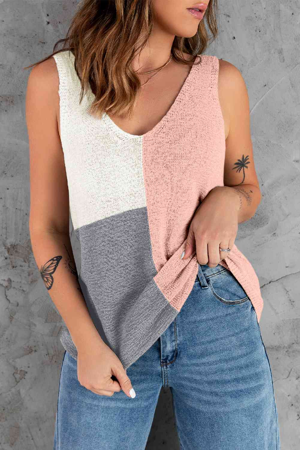 Color Block V-Neck Knitted Tank More Colors! - In Style Chics Boutique LLC