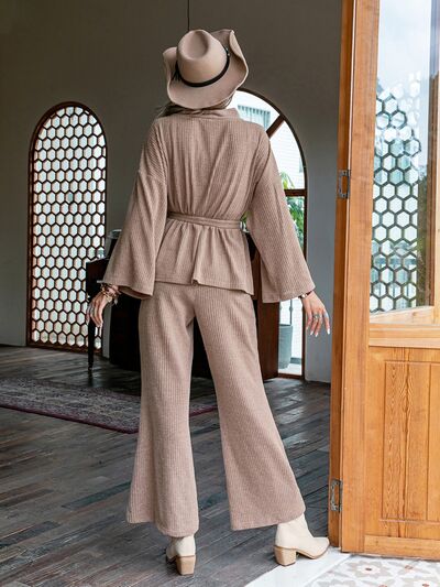 Dropped Shoulder Cardigan and Pants Set - In Style Chics Boutique LLC