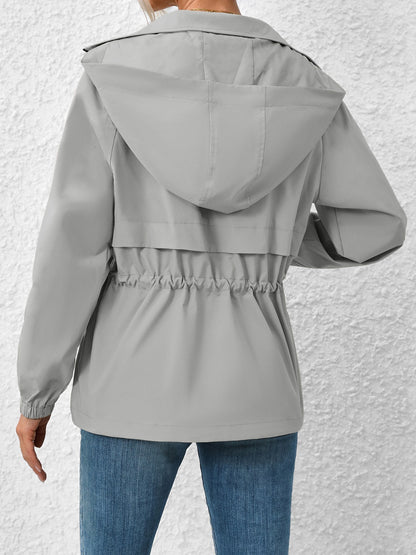 Drawstring Zip Up Hooded Jacket More Colors! - In Style Chics Boutique LLC