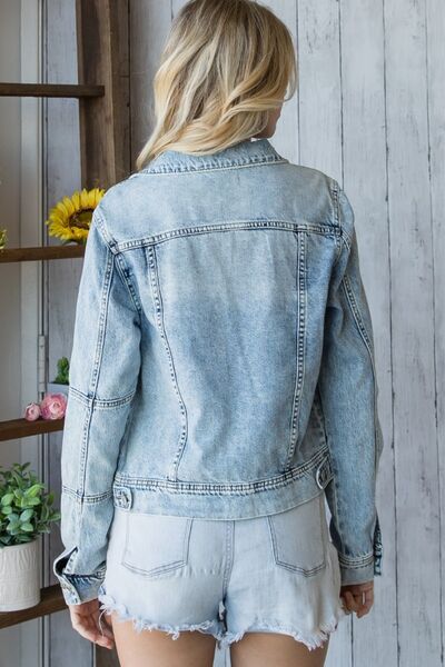 Veveret Distressed Button Up Denim Jacket - In Style Chics Boutique LLC