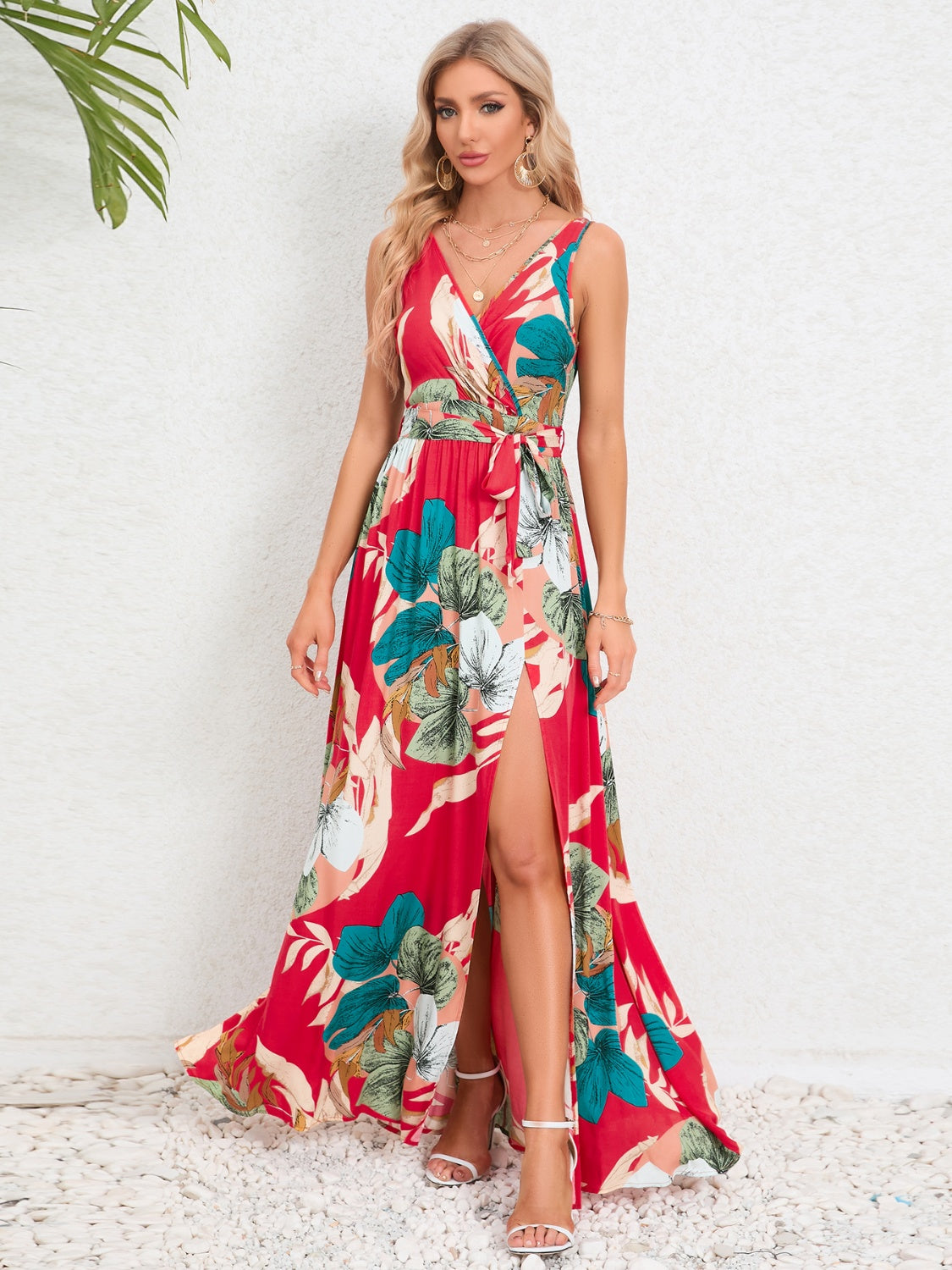 Slit Tied Printed Surplice Dress More Colors! - In Style Chics Boutique LLC