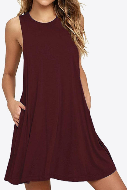 Full Size Round Neck Sleeveless Dress with Pockets - More Colors! - In Style Chics Boutique LLC