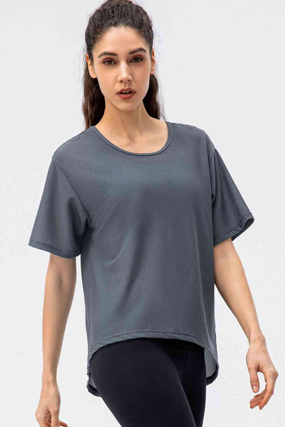 Round Neck Short Sleeve Active Tee Charcoal or Black - In Style Chics Boutique LLC