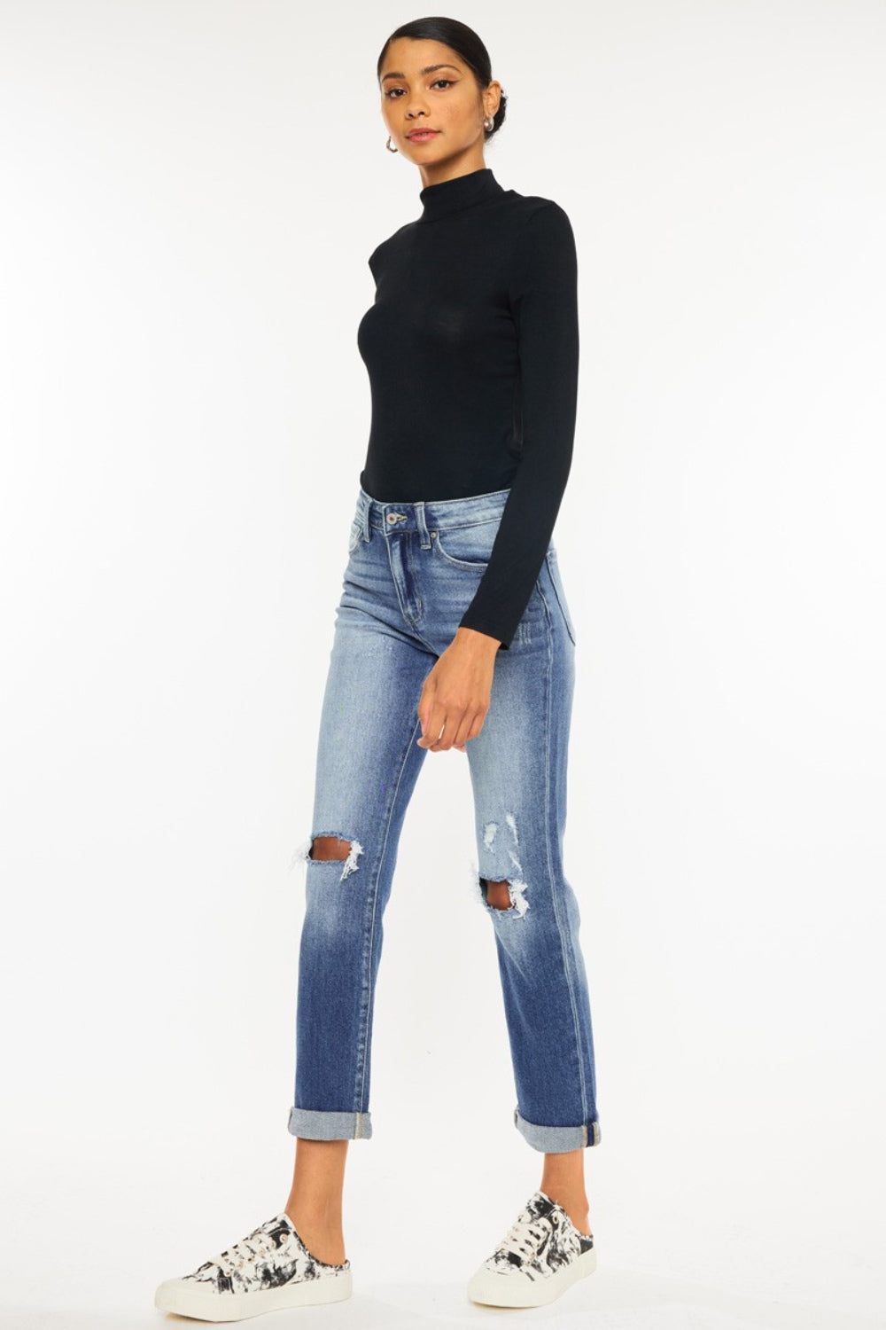 Kancan High Waist Distressed Hem Detail Cropped Straight Jeans - In Style Chics Boutique LLC