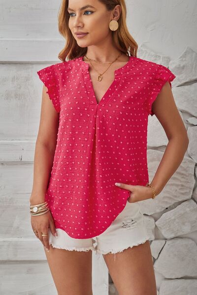 Swiss Dot Ruffled Cap Sleeve T-Shirt - More Color Options - In Style Chics Boutique LLC