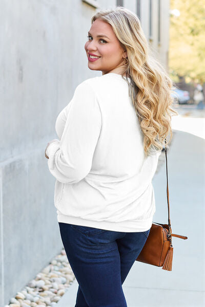 Basic Bae Full Size V-Neck Lantern Sleeve Blouse - More Colors! - In Style Chics Boutique LLC