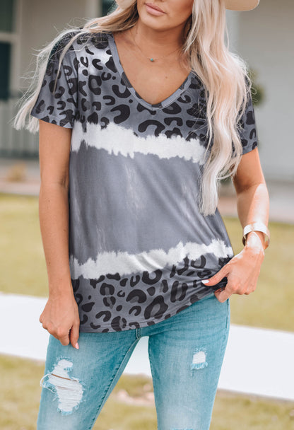 Leopard V-Neck Tee Shirt - In Style Chics Boutique LLC