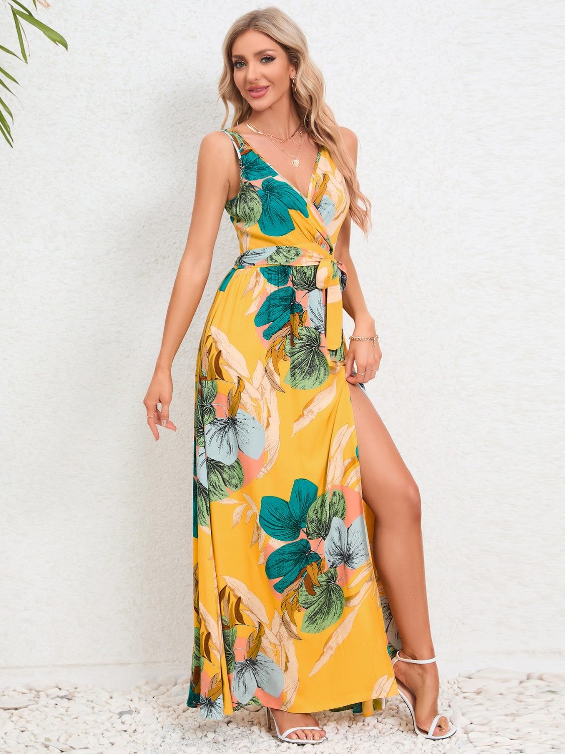 Slit Tied Printed Surplice Dress More Colors! - In Style Chics Boutique LLC