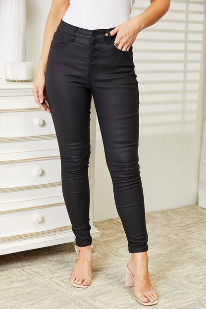 Kancan Full Size High Rise Black Coated Ankle Skinny Jeans - In Style Chics Boutique LLC