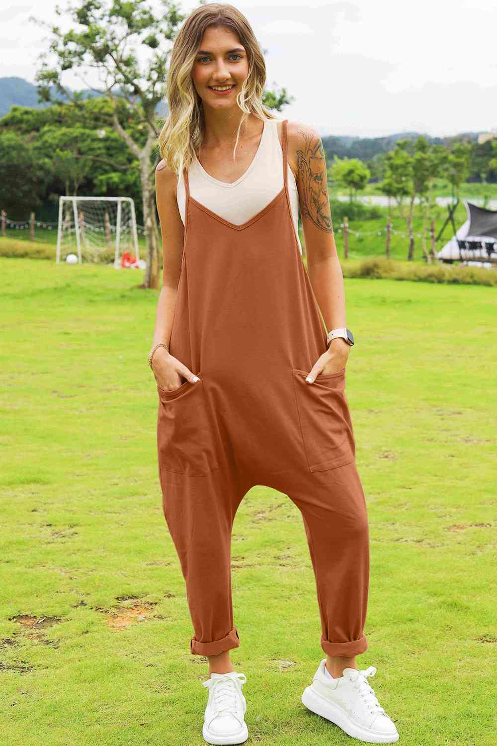 Double Take Full Size Sleeveless V-Neck Pocketed Jumpsuit - More Colors! - In Style Chics Boutique LLC