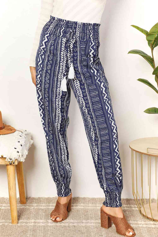 Double Take Geometric Print Tassel High-Rise Pants - In Style Chics Boutique LLC